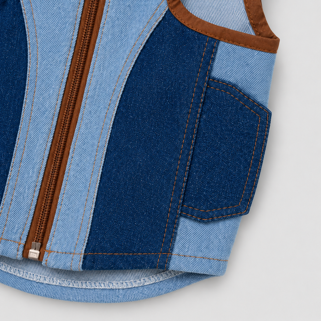 Chaleco Denim para Perros con Cierre Frontal y Diseño Ajustado