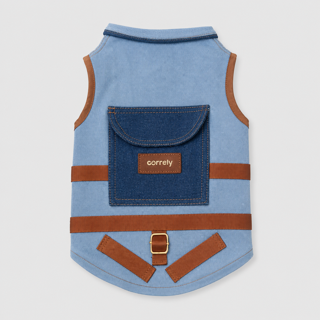 Chaleco Denim para Perros con Cierre Frontal y Diseño Ajustado